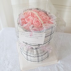 小香風香皂花束禮盒 附透明禮盒 + 燈飾 CN0349-J 19朵, 漸變淺粉色, 1盒