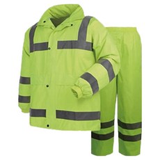 TIS 反光條螢光安全高級款雨衣上下套裝 螢光色, 1套