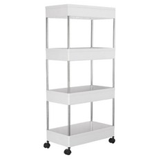 窄版縫隙收納移動式推車 寬22.1cm HR1272, 4層, 白色