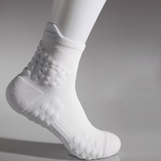 폴링 남성용 이중 엠보 쿠션 스포츠 러닝 중목 양말 4켤레 세트, 화이트, 1세트