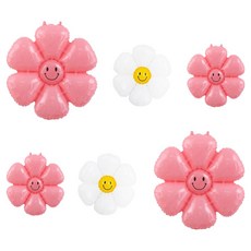 파티공구 데이지 스마일 꽃풍선 세트, 로즈, 1세트
