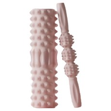 瑜珈皮拉提斯泡棉滾筒 + 按摩棒套組, 1套, 粉紅色