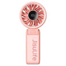 지수라이프 접이식 BLDC LED 휴대용 무선 선풍기, Handheld Fan Life7, PastelPink