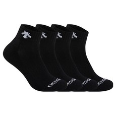 Descente 男款運動毛圈腳背Logo短襪, 4個, 黑色