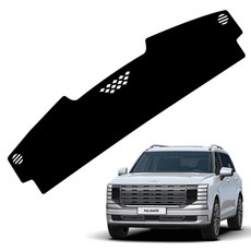 Koris 消光碳纖維汽車儀表板避光墊, 全新Palisade LX3 2025年1月 無HUD, 黑色縫線