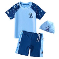 woojooi 宇宙少年 泳裝上衣 + 下著 + 泳帽組