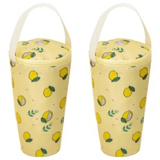 데이리듬 빨대구멍 텀블러 보냉 파우치, 옐로우, 2개