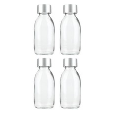 空瓶商會OS冰滴100透明玻璃瓶 4入+銀色瓶蓋 4入組 100ml, 1組