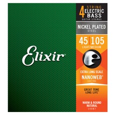 Elixir 貝斯鍍鎳鋼輕中張力, 14087, 單一顏色, 1個