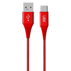 언박싱 C타입 우븐 패브릭 아이폰 갤럭시 고속 충전 데이터전송 케이블, 2.4m, 레드, 1개