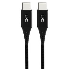 언박싱 C타입-C타입 우븐 패브릭 아이폰 갤럭시 초고속 충전 데이터전송 케이블 60W, 블랙, 1개, 1.2m