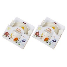 動物派對兒童晚餐5件餐具組, 大象, 2個, 碗 + 餐盤 + 杯子 + 湯匙 + 叉子