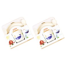 애니멀팝 키즈 디너 5종 식기 세트, 고래, 2개, 볼 + 플레이트 + 컵 + 수저 + 포크