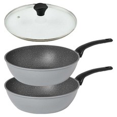 퀸센스 후라이팬 2종세트, 그레이, 28cm궁중팬+28cm궁중팬+28cm유리뚜껑, 1세트