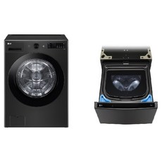 LG전자 트롬 오브제컬렉션 세탁기 + 미니워시 세트 21kg + 4kg 방문설치, FG21KNX, 세탁기(스페이스블랙), 미니워시(블랙스테인리스)