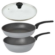 퀸센스 후라이팬 2종세트, 그레이, 24cm후라이팬+24cm궁중팬+24cm유리뚜껑, 1세트