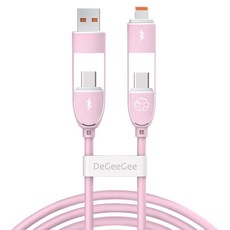 디지지 크레용 LED 60W 4IN1 초고속 멀티 충전 케이블, 1개, 베이비핑크, 0.7m