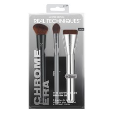 REAL TECHNIQUES It's Giving 底妝刷具3件組 + 鏡子組合, 1個, 單一顏色