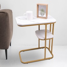 ReadyBox 奢華雙層側邊茶几, 白金色