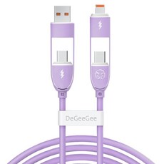 디지지 크레용 LED 60W 4IN1 초고속 멀티 충전 케이블, 1개, 라벤더퍼플, 1.2m