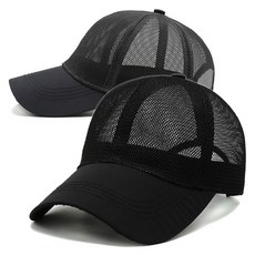 Girlpins 半網眼運動休閒大頭圍棒球帽 2入, 黑色, 1套
