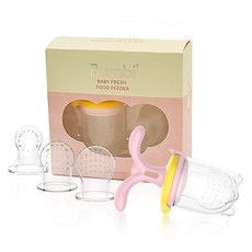 burabi 嬰幼兒果汁網 副食品固齒器 矽膠水果網 S + M + L 套組, 1套, 粉紅色