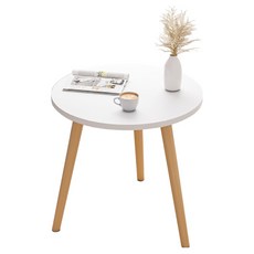 ReadyBox 北歐風簡約圓形邊桌, 白色