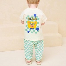 milkmile 嬰幼兒透氣Bebe格紋上衣 + 下著套裝