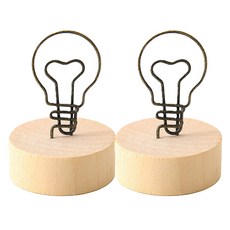 패브쉬 카드나 명함을 꽂을 수 있는 메시지 우드 꽂이 전구, 2개, 1단