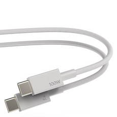 PROPS Type-C對Type-C E-MARKER晶片 100W PPS PD 高強度編織超高速充電線, 灰白色, 1.5m, 1個