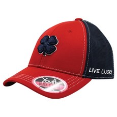 BLACK CLOVER 韓國 Premium Youth Dynamic Luck 4 高爾夫球帽 運動帽, 紅拼海軍藍, 1個