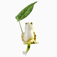 morningscent 조화 인테리어 장식품 동물 모형 정원 소품, 연잎우산쓴개구리