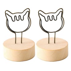 패브쉬 카드나 명함을 꽂을 수 있는 메시지 우드 꽂이 고양이, 2개, 1단