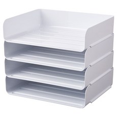 365place 加寬書桌收納盒 文件整理盒, 4層, 白色