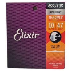 Elixir 木吉他 NANOWEB 80/20 青銅 Light 12弦, 11152, 單一顏色, 1個