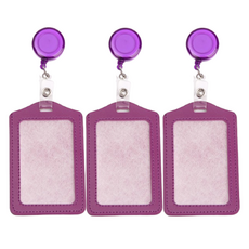 V Rose 卡片員工證伸縮扣錢包保護套, 直式紫色, 3個