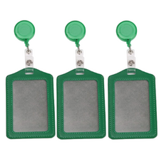 V Rose 卡片員工證伸縮扣錢包保護套, 直式綠色, 3個