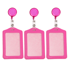 V Rose 卡片員工證伸縮扣錢包保護套, 直式玫瑰色, 3個