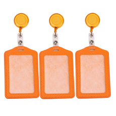 V Rose 卡片員工證伸縮扣錢包保護套, 直式橘色, 3個