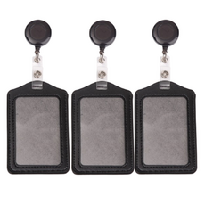 V Rose 卡片員工證伸縮扣錢包保護套, 直式黑色, 3個