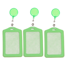 V Rose 卡片員工證伸縮扣錢包保護套, 直式螢光綠, 3個