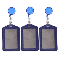 V Rose 卡片員工證伸縮扣錢包保護套, 直式藍色, 3個