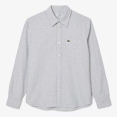라코스테 남성용 옥스포드 스트라이프 면 셔츠 좁은 간격 CH7552-55G