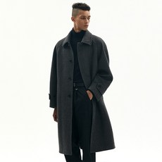 TNGT 男士寬鬆版型初剪羊毛格紋巴爾瑪肯大衣 TNCO3F107