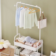 2層寬型推車式衣架 BRP145, 白色