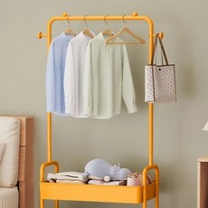 2단 와이드 트롤리 스타일 의류 행거 BRP145, 머스타드