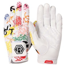 PERSIANCAT 女用塗鴉防滑高爾夫手套 雙手 P5FFGL01, 1套, 白色