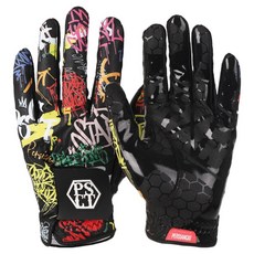 PERSIANCAT 女款塗鴉防滑高爾夫手套 雙手用 P5FFGL01, 1套, 黑色