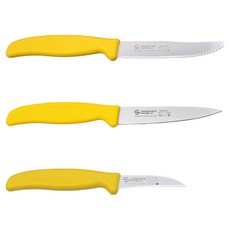 사넬리암브로지오 페어링 나이프 3종 세트 옐로우, 1세트, 테이블 나이프 + 페어링 나이프 + 베지터블 나이프