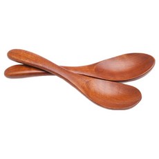 아카시아 장미목 옻칠 오목한 시리얼 스푼, 2개